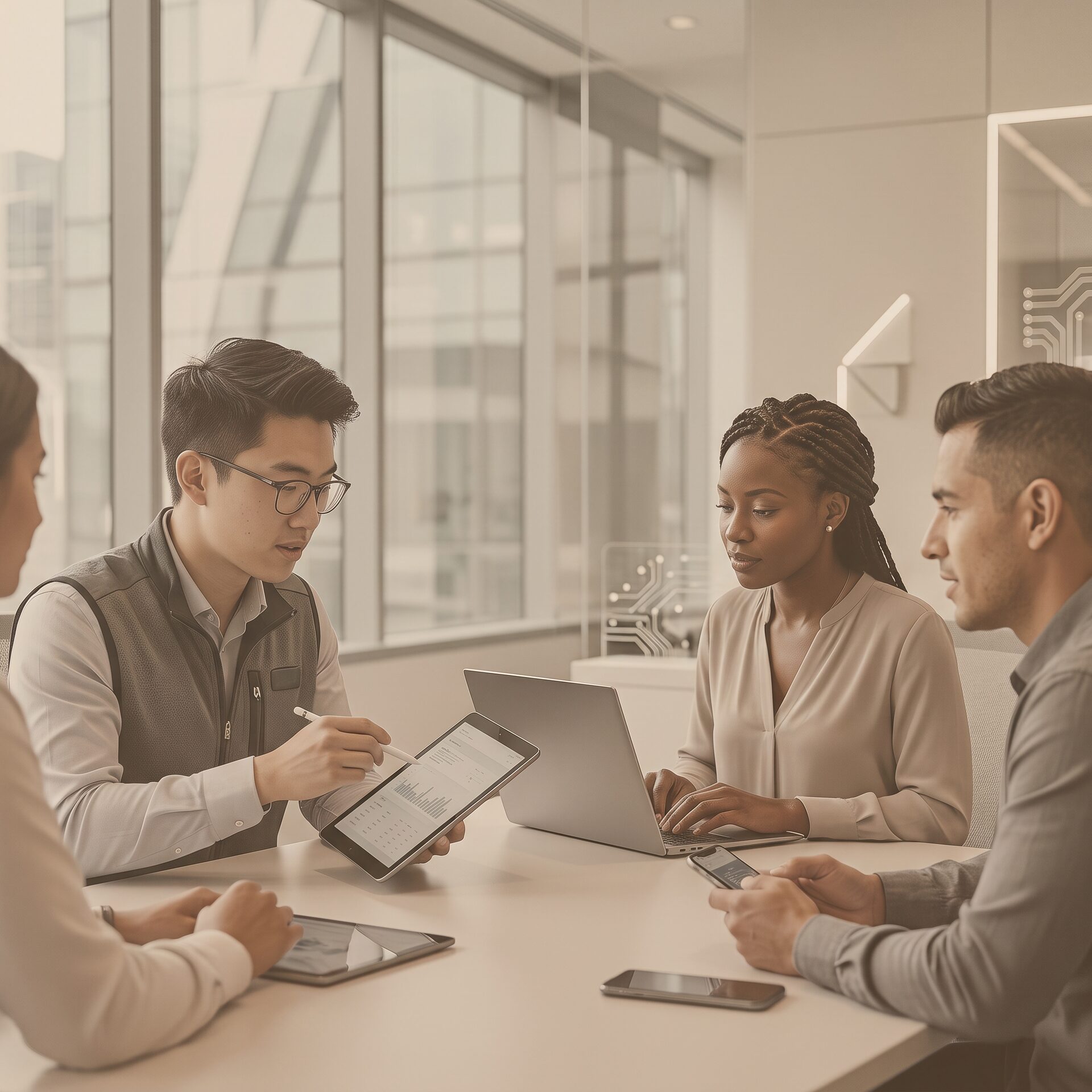 Specialist recruiters from the BUILTIN Network working together around a table
